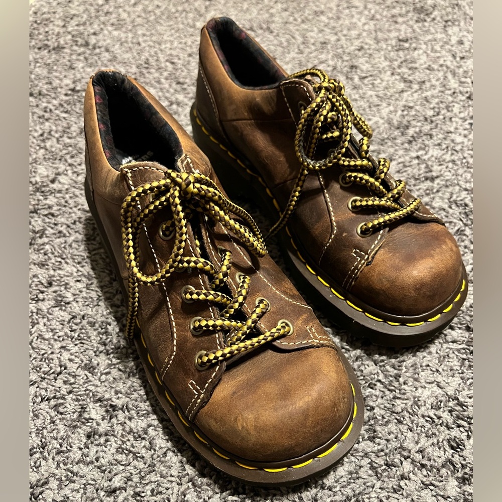 Dr Martens Women Size 9 Keani Chunky Oxfords Low Cut Brown Leather VTG 90s